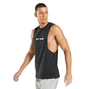Hot Sale Summer <b>Black</b> Color Drop Arm <b>Tank</b> <b>Tops</b> Breathable Running Oversize Workout Cotton Loose Drop Arm Stringer - Product Image 4