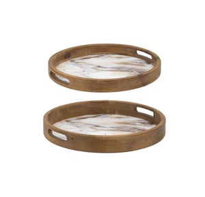 100% vente chaude bois et marbre noir maison plateau décoratif mariage cadeau plateau personnalisation produit fait main - Product Image 5