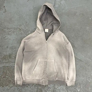 Sudadera con capucha de doble capa, ropa de calle personalizada de alta calidad, lavado ácido, Sol desteñido, bolsillos desgastados, forro polar bordado de algodón 100% - Product Image 4