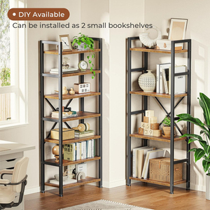 Rak buku 4-Tier coklat pedesaan, dengan 11 rak Tampilan terbuka, casing buku lebar tiga kali lipat untuk rumah kantor dan ruang tamu - Product Image 4