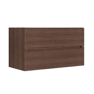 Armadio in resina di noce da 100 cm specchio in stile argilla con composizione da bagno a colonna - Product Image 2
