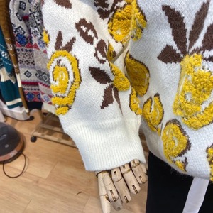 Pull Vintage à fleurs pour femmes automne hiver à manches longues col rond pulls tricotés Streetwear élégant Pull Pull Femme - Product Image 5