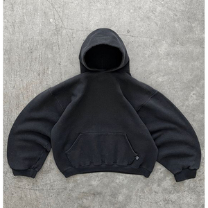 เสื้อฮู้ดผ้าคอตตอนแบบหนาสำหรับผู้ชายเสื้อมีฮู้ดผ้าเจอร์ซี่สำหรับผู้ชายทรงหลวมสไตล์กรันจ์เสื้อฮู้ดตัวใหญ่ซักด้วยกรดซีดแดดสีทึบสำหรับฤดูหนาวโลโก้ออกแบบได้ตามต้องการ - Product Image 3