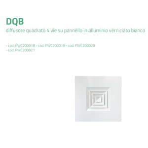 Diffuseur d'air carré 4 voies Tecnosystemi DQB, panneau en aluminium peint blanc, grille et registre - Product Image 2