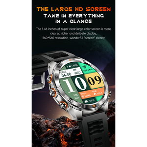 Montre connectée 1,46 pouce écran tactile AMOLED, tracker de fitness sportif, étanche IP68, boussole, lampe torche, unisexe - Product Image 6