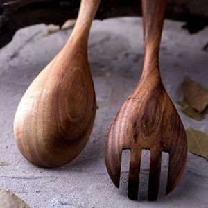 Servidores de ensalada de madera natural de alta calidad de 2 piezas High Scoop Nuevo diseño PC Vajilla Restaurante Fiestas Directo Vietnam Mayoristas - Product Image 3