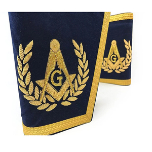 2025 personalizado masónico azul Lodge Maestro masón oficial delantal conjunto cuello puño Gantlets masónico Regalia OEM mantenido - Product Image 3