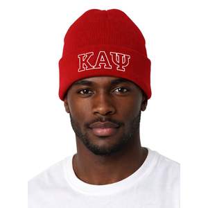 Bonnet Kappa Alpha Psi en tricot premium, chaud, brodé avec le blason des lettres grecques, couvre-chef classique de la fraternité - Product Image 1
