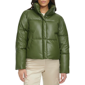 2024 meilleur Design femmes veste en cuir bouffante qualité respirant manteau zippé coton remplissage personnalisable vêtements d'extérieur bruts - Product Image 5
