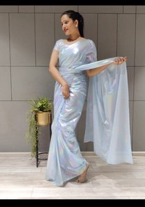 Tela de seda de arcoíris importada para mujer, diseño indio listo para fiesta, Saree de un minuto, calidad de exportación asegurada - Product Image 2