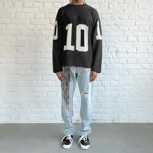 OEM personalizado Logo streetwear prendas de punto de moda de cuello redondo sudadera de manga larga de los hombres de punto de ganchillo suéter top de punto de malla jersey - Product Image 3