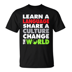 Camiseta sin mangas con la frase: Comparte una cultura, aprende un idioma, cambia el mundo - Artículo promocional - Product Image 2
