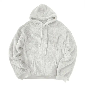 2024 OEM Customized Sherpa <b>Fleece</b> Hoodie Sweatshirts Heavyweight <b>Thick</b> Fur Pullover Hoodies for Men's - Product Image 3