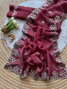 Saree en soie tissée pure de créateur avec tissage Zari Tenue de fête de mariage traditionnelle indienne et pakistanaise pour femmes - Product Image 4