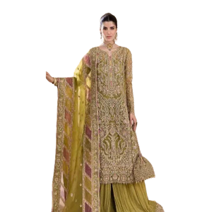 OEM Service Custom Size Heavy Handmade Embroidery Modern Lace Wedding Party Wear Gharara <b>Dress</b> Indian Pakistani Boutique Women - Product Image 1