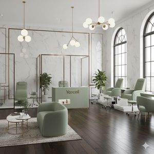 Mobilier de salon moderne de luxe en bois vert pour centres commerciaux et salles de sport - Product Image 2