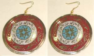 Boucles d'oreilles en laiton gravé en laiton totalement bijoux de luxe en laiton plaqué or non percé creux - Product Image 4