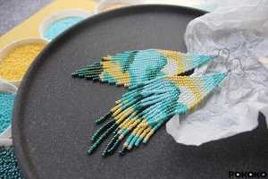 Boho ต่างหูลูกปัดด้วยการออกแบบสีฟ้าครามแอนดี้ cascading Fringe, เครื่องประดับของขวัญที่ไม่ซ้ำกัน - Product Image 2