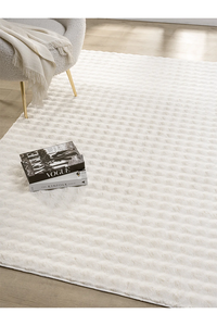 Tapis épais en fausse fourrure de lapin, effet bulles, fabriqué à la machine, antidérapant, lavable, design 3D, doux et agréable pour la peau, pour salon et chambre. - Product Image 5