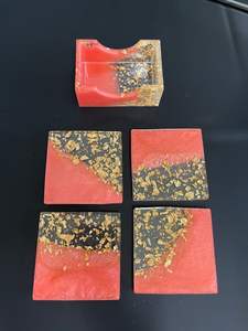 Sous-verres en marbre avec incrustation de métal sous-verres absorbants pour boisson café sous-verres absorbants avec logo personnalisé - Product Image 4