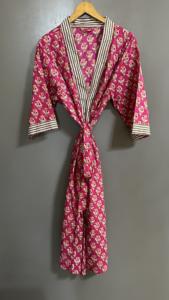 Luxury 100% Cotton Kimono Womens <b>Beach</b> Wear Dress Indian Bath Robe Long Summer Kimono Nightwear Dress - Product Image 3