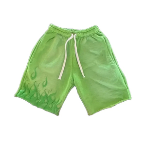 Unisex High Street Vintage Sweat <b>Shorts</b> for Men 100% Cotton Quick Dry <b>Pockets</b> Raw Hem Eco-friendly Hip Hop Print Multi-Colors - Product Image 2