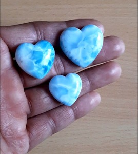 15mm suave cabujón suelto Larimar piedras corazón tallado Larimar gemas verano joyería piedras preciosas amor joyería piedra preciosa - Product Image 1