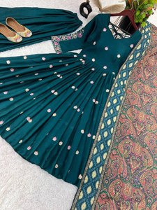 Beautiful Party Wear Gown And Dupatta With <b>Embroidery</b> Sequence Work - Product Image 2
