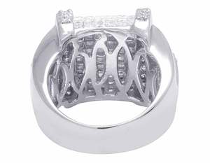 Moissanite de lujo redondo y Diamante tachonado de princesa en anillo de bodas de estilo racimo de Plata de Ley 925 para mujer - Product Image 5