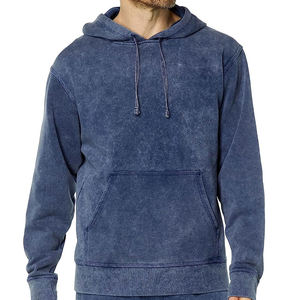 Sweat-shirt à capuche personnalisé pour homme, uni, surdimensionné, en coton, pull-over vintage, lavage à l'acide, confortable - Product Image 1