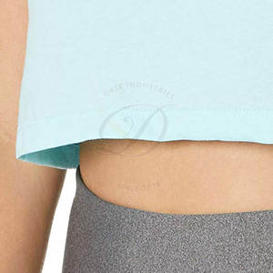 Top corto con logotipo personalizado para mujer, camisetas de fábrica al por mayor de algodón de manga corta con cuello de Color sólido, Camiseta corta para invierno - Product Image 6