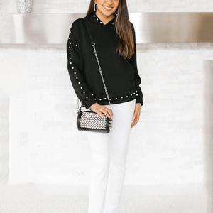 เสื้อฮู้ดผ้าฝ้าย100% สำหรับผู้หญิงมีลายปักพลอยเทียมเสื้อผ้าแนวสตรีทโลโก้ด้านหน้าสำหรับฤดูหนาว/ฤดูใบไม้ร่วง - Product Image 6