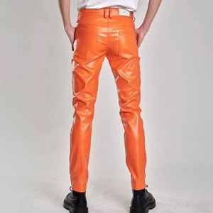 Pantalon en toile et cuir pour homme, léger, de haute qualité, personnalisable avec logo, respirant, lavage foncé, coupe droite - Product Image 5