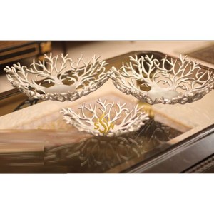 Modern Luxury Round Metal <b>Bowl</b> Handmade Latest Arrival Large Serving Size <b>Bowl</b> With Leaf Design Holder Sweet Display Dish - Product Image 2