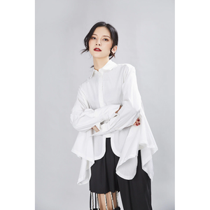 Chemise en soie à manches longues Sonoya, motif floral et à carreaux, col montant, ourlet irrégulier, style vintage décontracté de luxe, tailles XL à 4XL, coupe ample pour le printemps et l'automne - Product Image 1