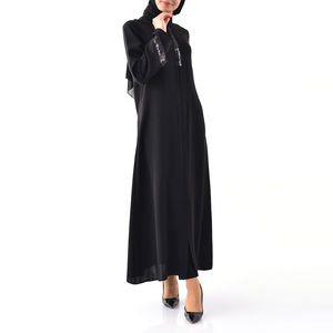 Prix de gros Abaya grande taille de haute qualité pour femmes Couleur unie Nouveau design Vêtements islamiques Service OEM - Product Image 2
