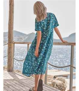 Women's Summer Casual Maxi <b>Dress</b> Vintage Floral 100% Cotton Puff Sleeves <b>Tassel</b> Embroidered Sexy Woven Natural Waistline - Product Image 3