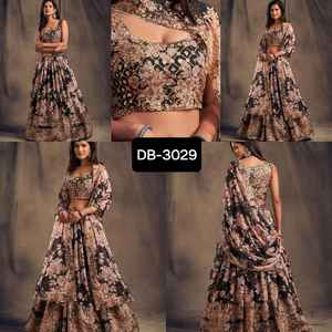 Ropa de boda y Festival de estilo indio y pakistaní, ropa de novia larga de talla grande Lehenga Choli, vestido pesado y rayón Kurtis - Product Image 3