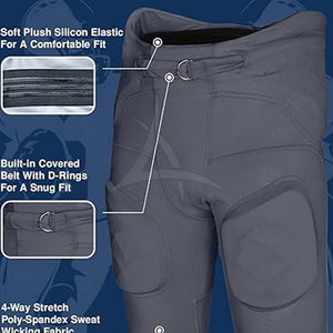 Pantalones de Fútbol Americano para Hombre con Protecciones, Talla Grande, 100% Poliéster, Transpirables y Flexibles, Personalizables - Product Image 2