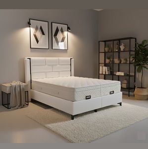 Ensemble de lit d'hôtel turc moderne de haute qualité avec sommier relevable, tête de lit rembourrée élégante et mousse haute densité avec surmatelas intégré - Product Image 1