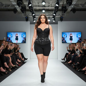 Corset gothique noir en brocart sous-poitrine avec baleines en acier robustes et fermeture à busc - Product Image 3