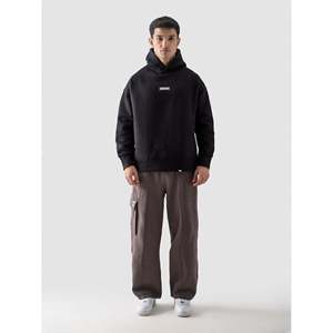 Sudadera con Capucha Negra 100% Algodón, Tejido de Punto - Product Image 3