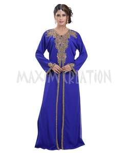 ผ้าทอลายผ้าจอร์เจียสีน้ำเงินเข้มผ้าทำจากผ้า zari kaftans อิสลาม - Product Image 3