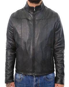 Chaqueta de cuero para hombre, diseño punk, con cremallera oblicua, estilo motociclista, nueva. - Product Image 5