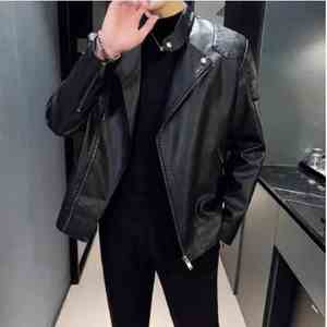 Chaqueta con cuello levantado de piel de vaca personalizada de alta calidad para hombre, ropa de calle de invierno a la moda OEM, chaquetas de motocicleta al por mayor - Product Image 6