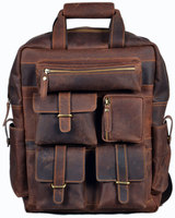 Mochila de cuero de vaca de estilo moderno para hombre, mochila de cuero auténtico de grano completo, novedad
