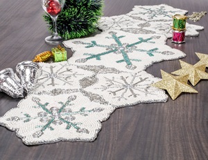 High Quality 36\" Glass Beaded Dining Table Runner With Custom Floral Design Low Price Wedding Runners for Christmas - Product Image 5