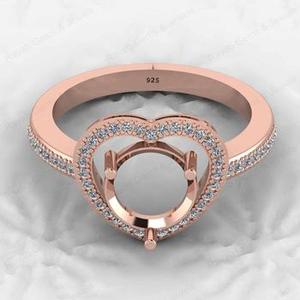 Meilleure vente 925 argent Sterling 8mm coeur Design Semi Mount Prong Setting Ring Ladies Love Symbol Jewelry Findings & Components - Product Image 1