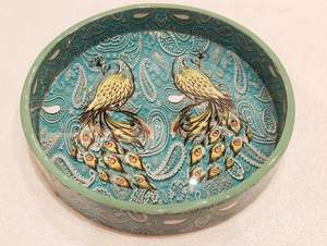 Bandeja Redonda de MDF con Estampado Esmaltado para Servir, Decoración del Hogar y Comedor - Product Image 4