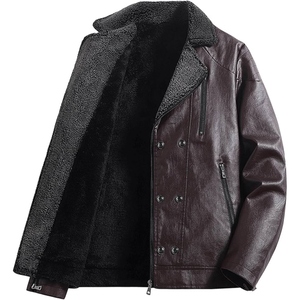Chaqueta de Cuero de Gamuza Premium para Hombre con Cuello de Piel de Oveja y Forro Interior de Piel - Product Image 2